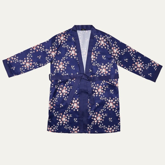 NWT Morgan Lane Allie Robe -blue floral - L/XL - Picture 1 of 4